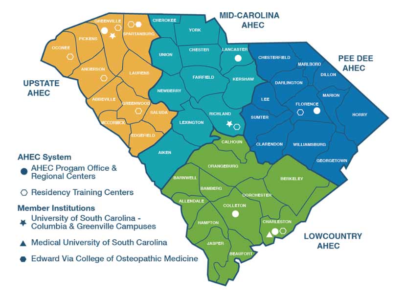 south carolina counties represented